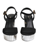 Dolce & Gabbana Black Crystal Ankle Strap Keira Sandal Shoes
